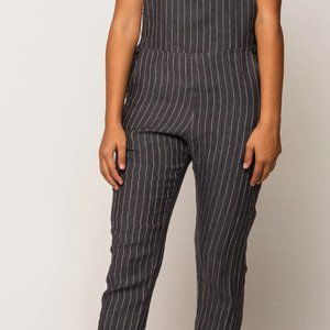 Pyne and Smith Linen Overalls No 10 Grey Pinstripe Size L NWT